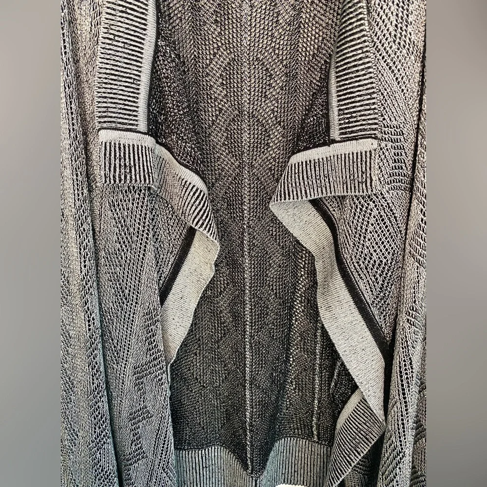 Armani Exchange Draped Sleeveless Knitted Cardigan Silver/Black Size S